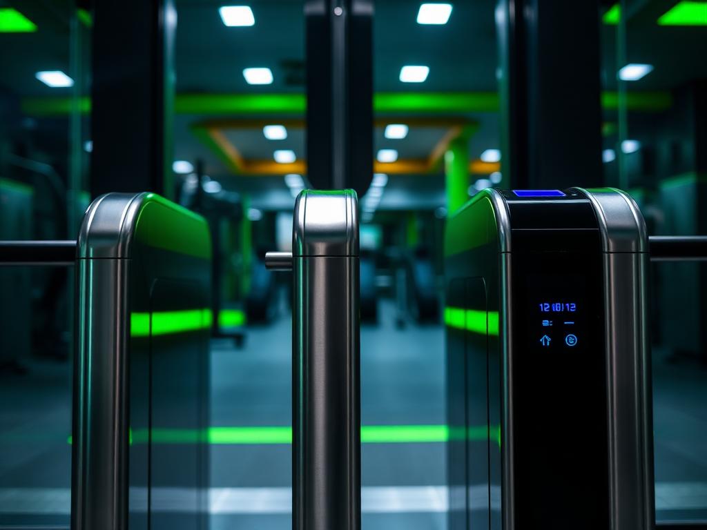 Catraca de academia com leitor biométrico na entrada
